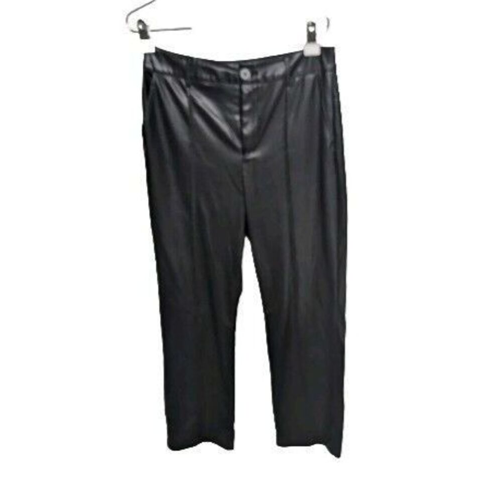 Shein Faux Leather Pants Women Large Straight Leg Vegan Black 40/42 8/10